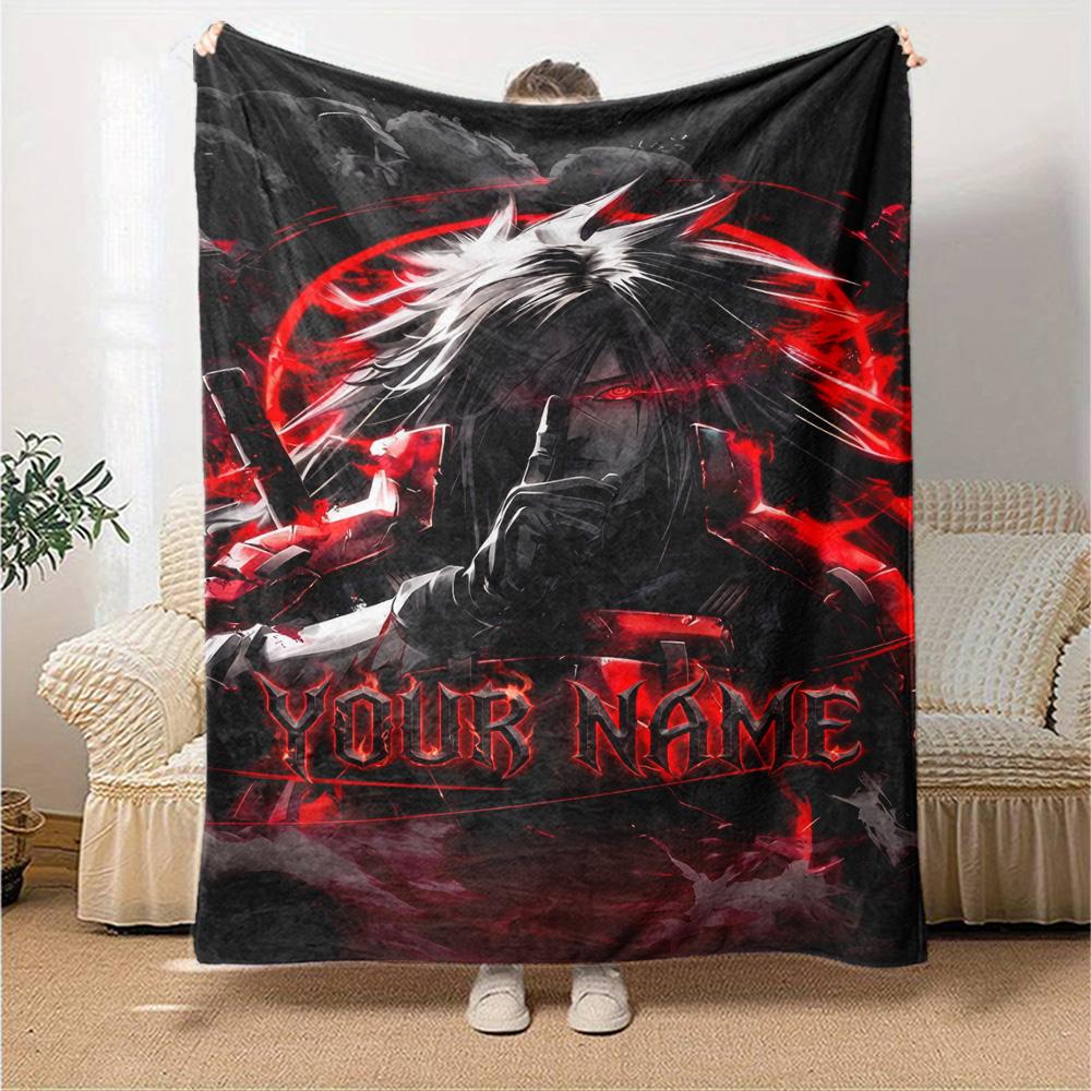 Naruto Character Personalized Name Blanket Throw Personalized Blanket Warmthful Decor for Office Livingroom Seaside Living Room for All Occasions
