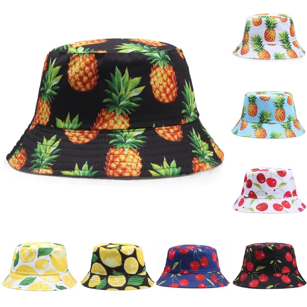 Summer Fruits Print Bucket Hats For Women Unisex Panama Hat Boy Girls Sunscreen Sun Visor Hat Outdoor Sport Hip Hop Fisherman's Cap