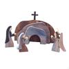 Easter Resurrection Scene Set Wooden Decorations Stable Figurines Empty Tomb Tabletop Ornaments for