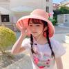 Kids Summer UV Protection Sun Hat Boys Girls Cartoon Mesh Breathable Wide Brim Fisherman Cap for Outdoor Shade