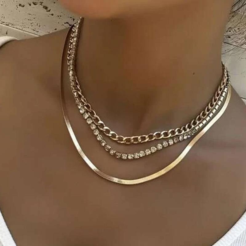 Geometric Multi Layer Ornament Simple Blade Chain Multi Layer Clavicle Necklace Neck Chain