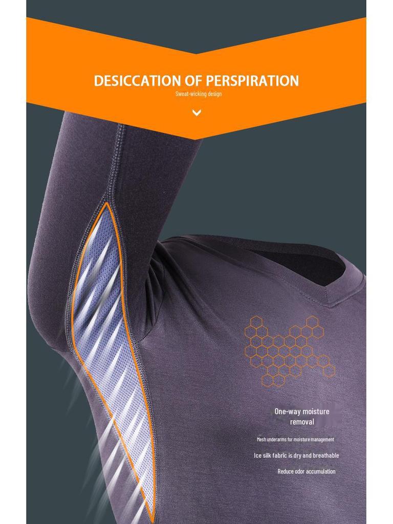 Men's Slim V-Neck Thermal Shirt – Breathable Mesh Base Layer for Autumn/Winter