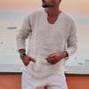 Мужская повседневная рубашка с v-образным вырезом и длинным рукавом, топы с заусенцами, плиссированные однотонные свободные тонкие пуловеры, уличная одежда