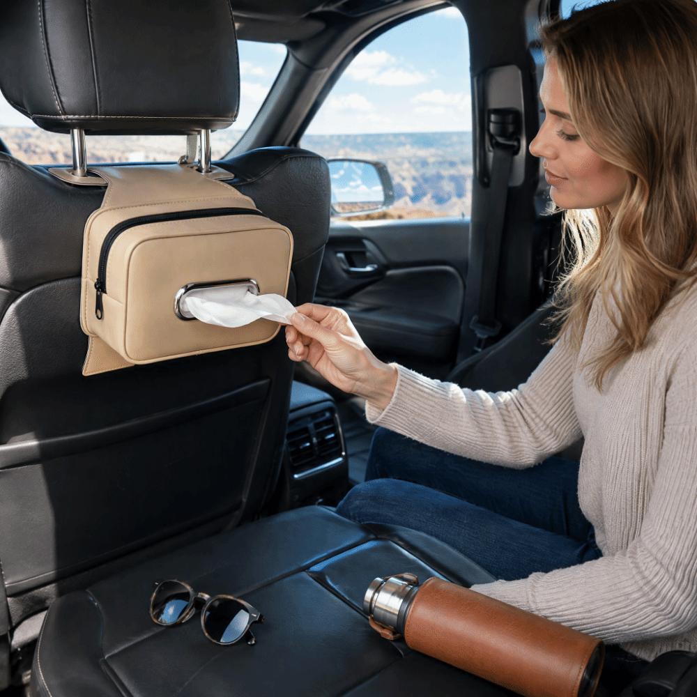 Easy Install Multi-functional Car Seat Back Tissue Box Waterproof Tissue Holder Center Console