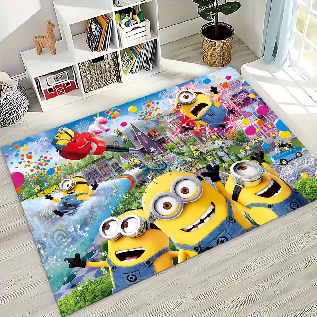 3D Cartoon Minions Despicable Me Rug for Bedroom Living Room Sofa Home Doormat Decor, Large Kids PLAY Non-slip Floor Mat Gift