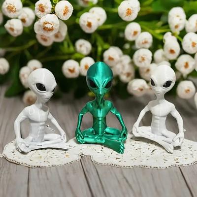 Статуя Медитирующего Инопланетянина, 3D-печатное украшение для йоги и медитации, Декор для Хэллоуина, Комнатное пространство, Забавное украшение для снятия стресса