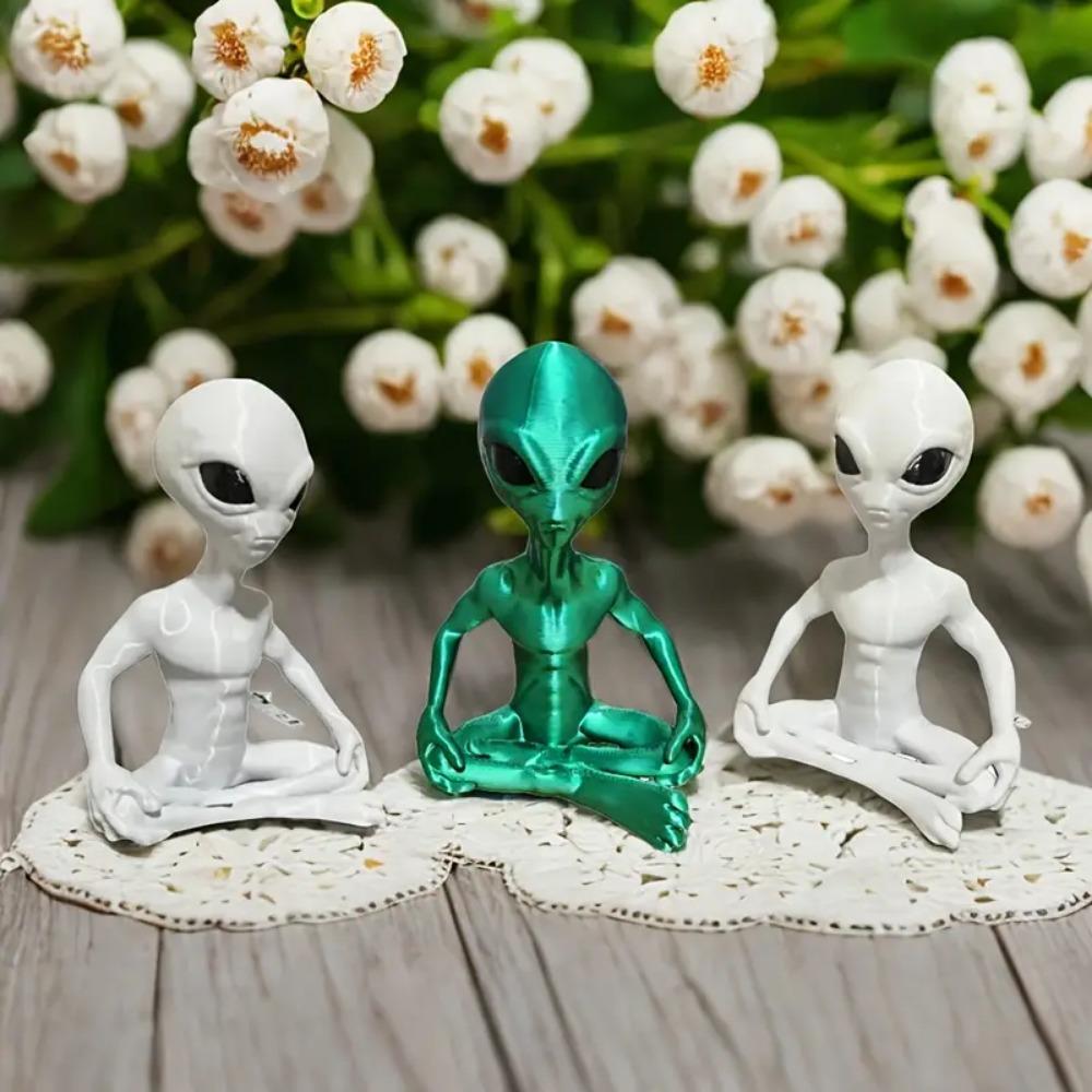 Статуя Медитирующего Инопланетянина, 3D-печатное украшение для йоги и медитации, Декор для Хэллоуина, Комнатное пространство, Забавное украшение для снятия стресса