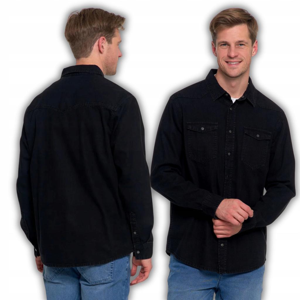Men's Cotton Jeans Shirt Elegant Modern Classic MORAJ XXL BLACK