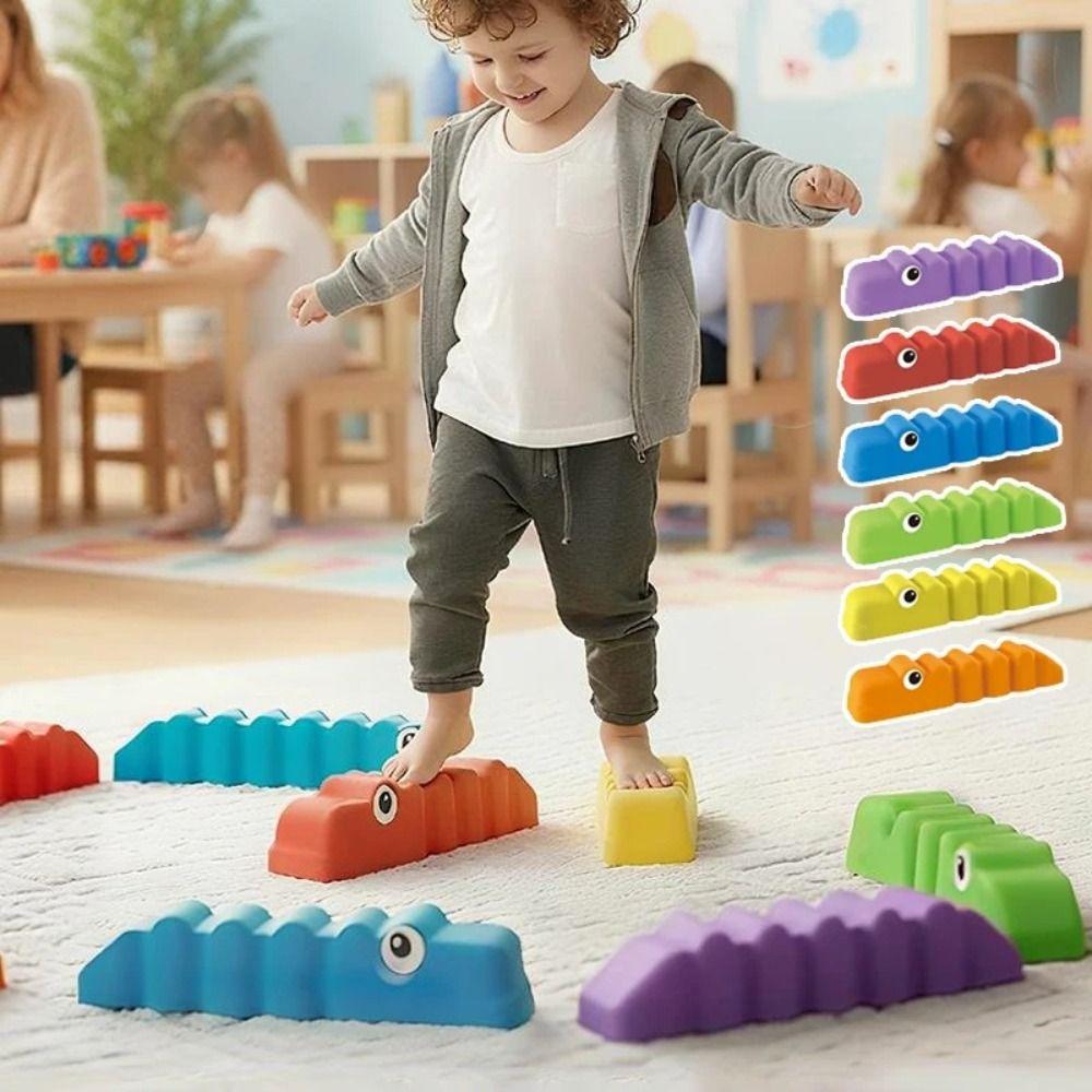 6PCS/Set Stepping Stones Balance Training Beam Crocodile Stepping Stones  Parent-Child Game