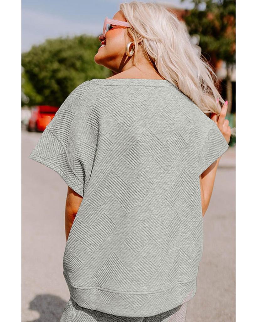 Azura Exchange Комплект из серой текстурированной футболки свободного кроя и брюк на шнурке