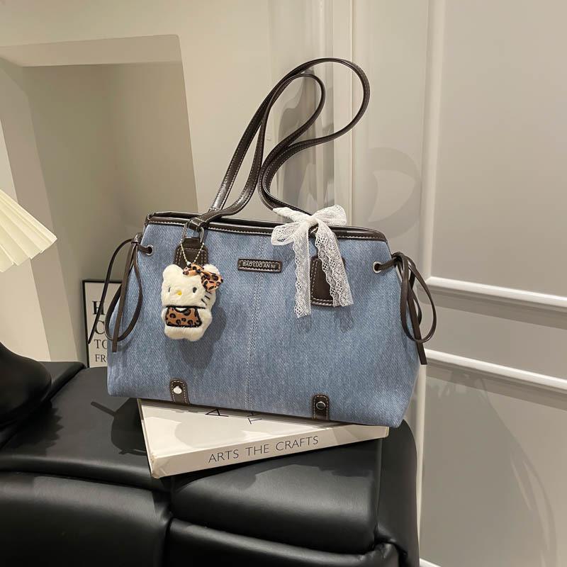 IELGY Ladies Underarm Bag Casual Large Capacity Denim Commuter Portable Tote Bag
