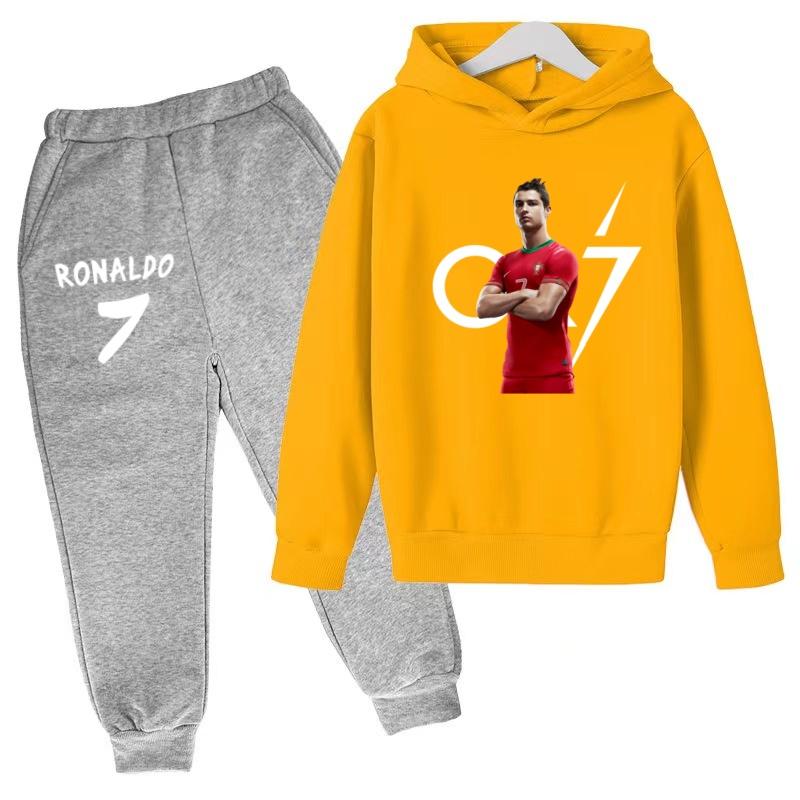 Kids Autumn Fashion Hoodie Boy Girl Toddler Pullover 3-12 Yrs Football Letters CR7 Clothing Casual Top+Pants 2P Brand Sports Set