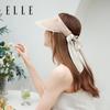 ELLE [Sunscreen Temperament] Straw Hat Beach Vacation Bow Ribbon Breathable Travel Straw Weaving Empty Top Hat