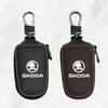 ERQY8 Leather Car Key Case Cover for Skoda Superb A7 Kodiaq Octavia A8 2021 Leather Shell Fob Holder Keyless Accessories