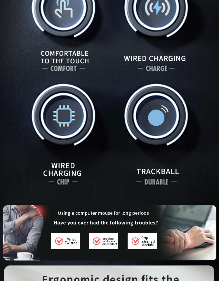 Эргономичная Bluetooth-мышь-трекбол JOMAA для PS и САПР