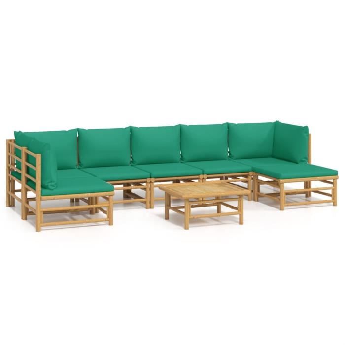 VidaXL Garden Lounge Set 8 Pcs with Green Bamboo Cushions 3155174