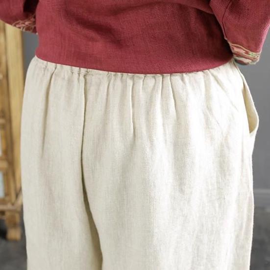 Длинные брюки в китайском стиле с эластичной резинкой на талии, широкие повседневные брюки с карманами, свободные брюки в стиле ретро