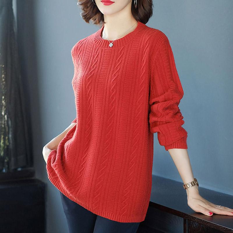 Весна Осень Тонкий Свитер Женский Свободный Теплый Эластичный Вязаный Повседневный Удобный Утолщенный Свитер