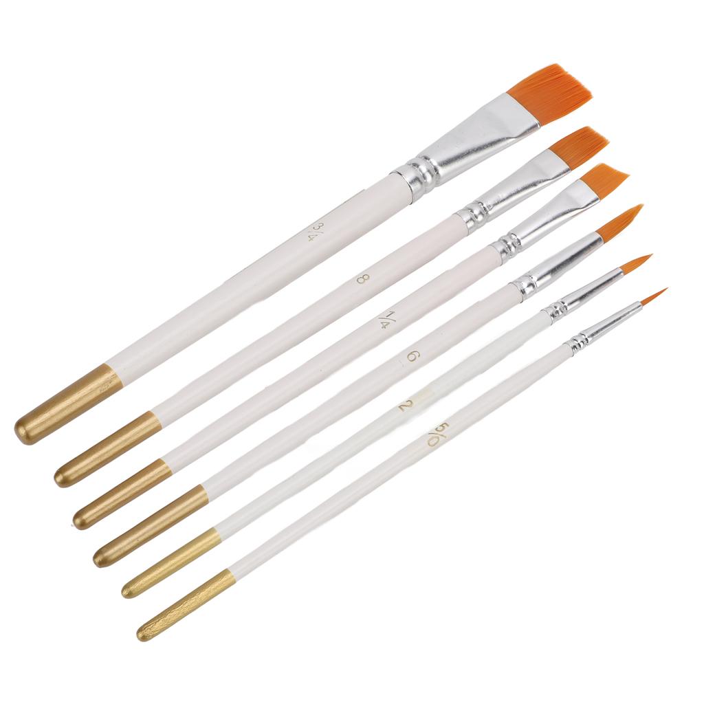 6 шт. Кисть для рисования Многоцелевая мини нейлоновая белая кисть для масляной живописи Круглые наконечники Плоские наконечники Акварель Bru