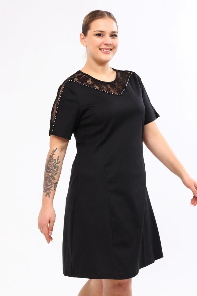 Женское платье большого размера с кружевом и отделкой лентами на плечах