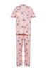 Women's Style Plus Size Powder Star Patterned Shirt Collar Knitted Pajama Set