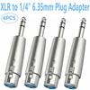 Комплект из 4 шт. 3-контактный XLR-гнездо на 6,35 мм стерео-штекер TRS аудиокабель микрофонный адаптер