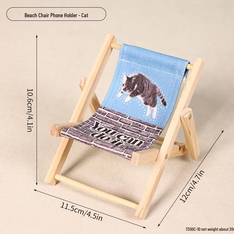 Foldable Wooden Beach Chair Phone Holder: Creative, Lazy Person Photo Stand & Desktop Ornament