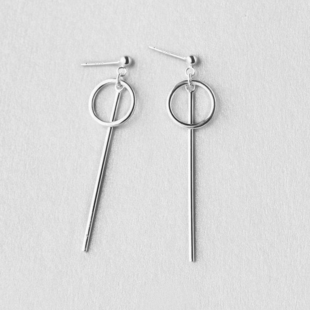 S925 Silver Segment Drop Stick Ring Earrings Set of 2 P0779