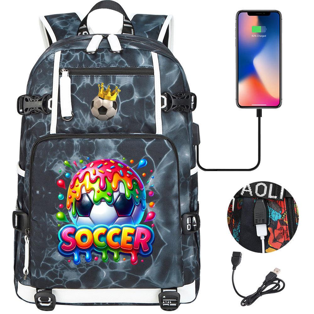 2026 Sports Soccer USB Large Capacity Backpack for Middle High School Students Travel Unisex