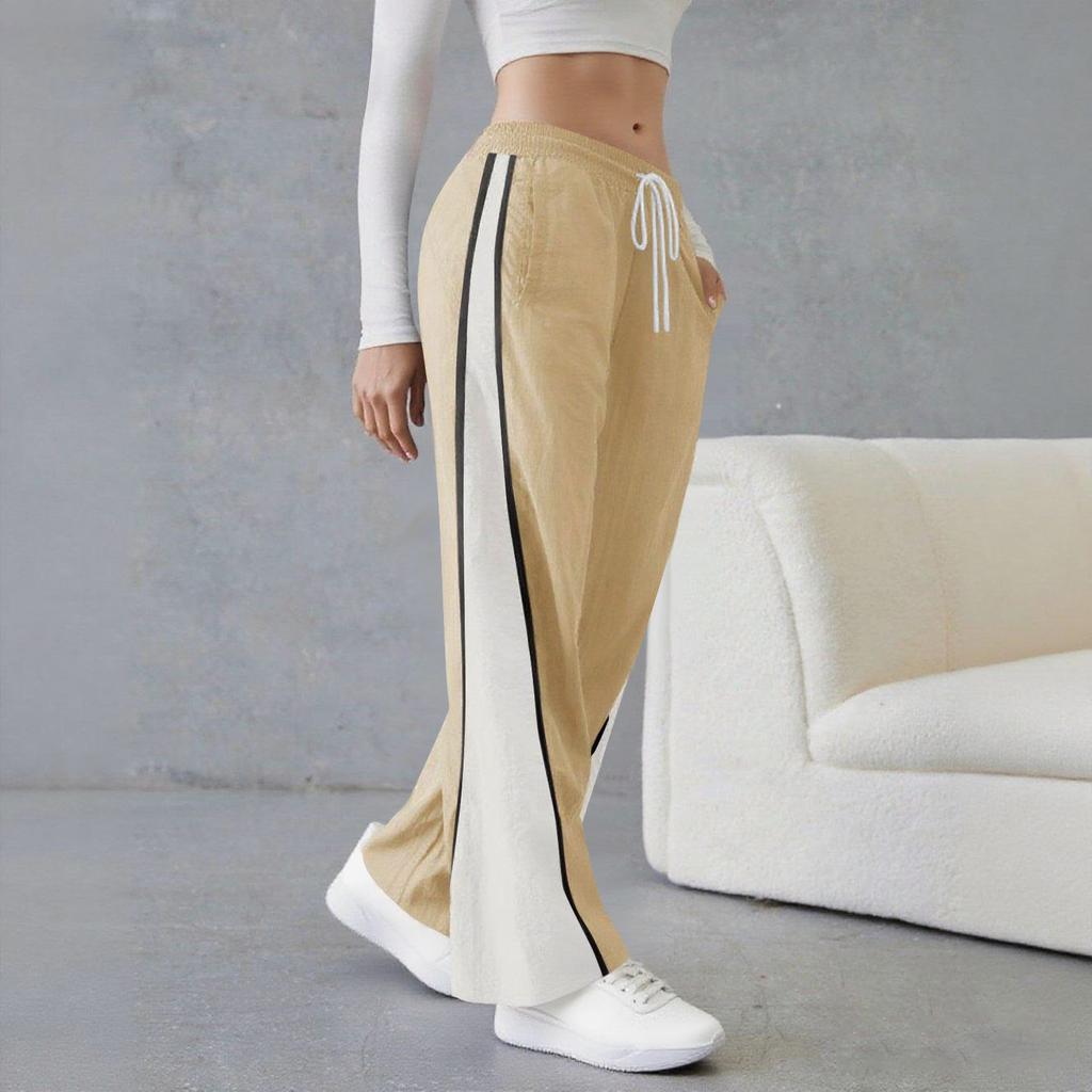 Women's Loose Wide Leg Sweatpants Casual Drawstring Elastic Waist Colorblock Sportswear Pants