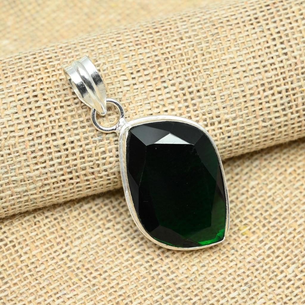 Solid 925 Sterling Silver Chrome Diopside Gemstone Jewelry Handmade Women Pendant