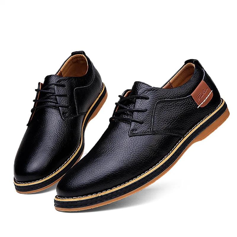 Fashion Men Oxfords Genuine Leather Dress Shoes 2025 Lace Up Italian Mens Casual Shoes Luxury Brand Moccasins Loafers Plus Size 38-48