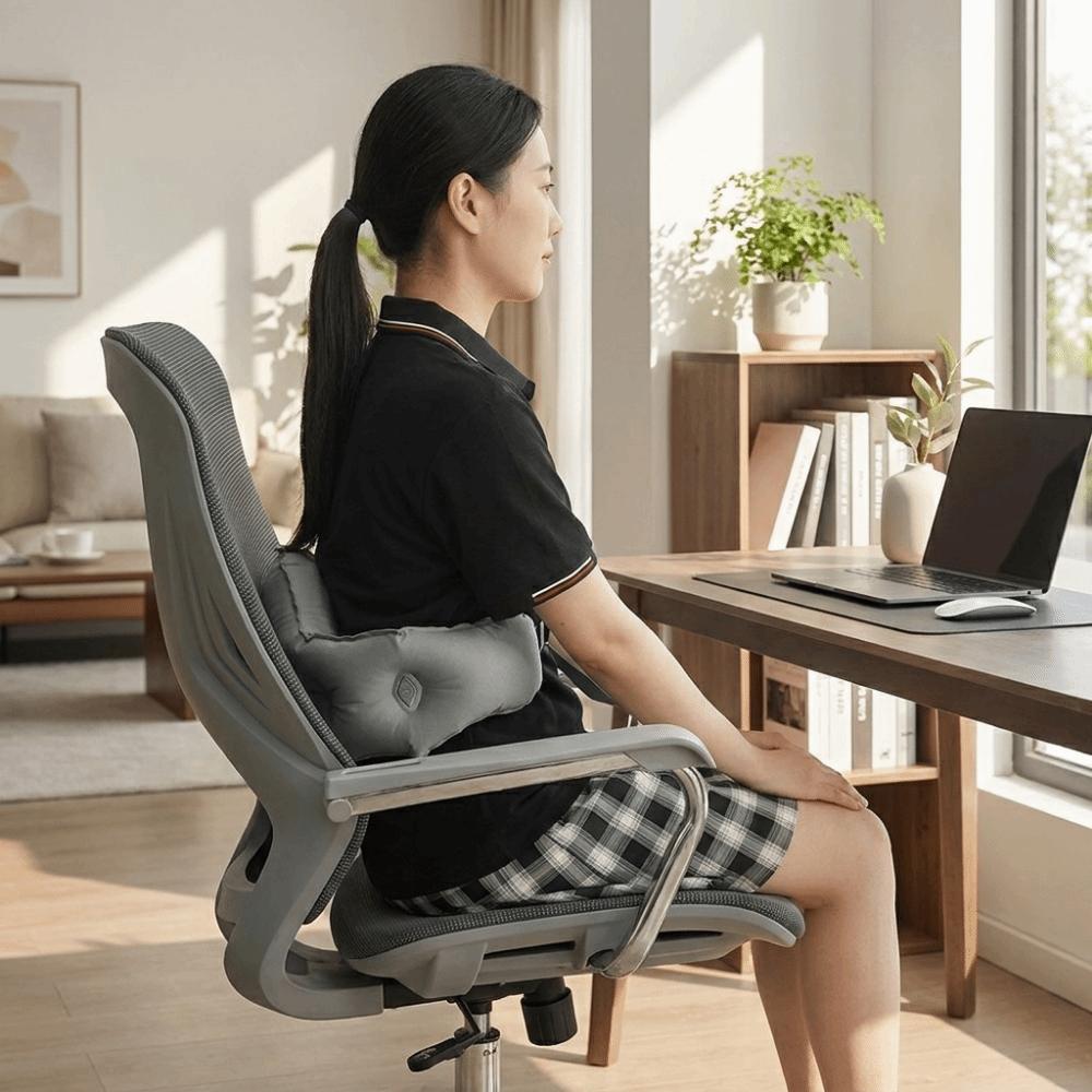 Foldable Lumbar Support Cushion Press Self-Inflation Inflatable Backrest Airplane Sleep