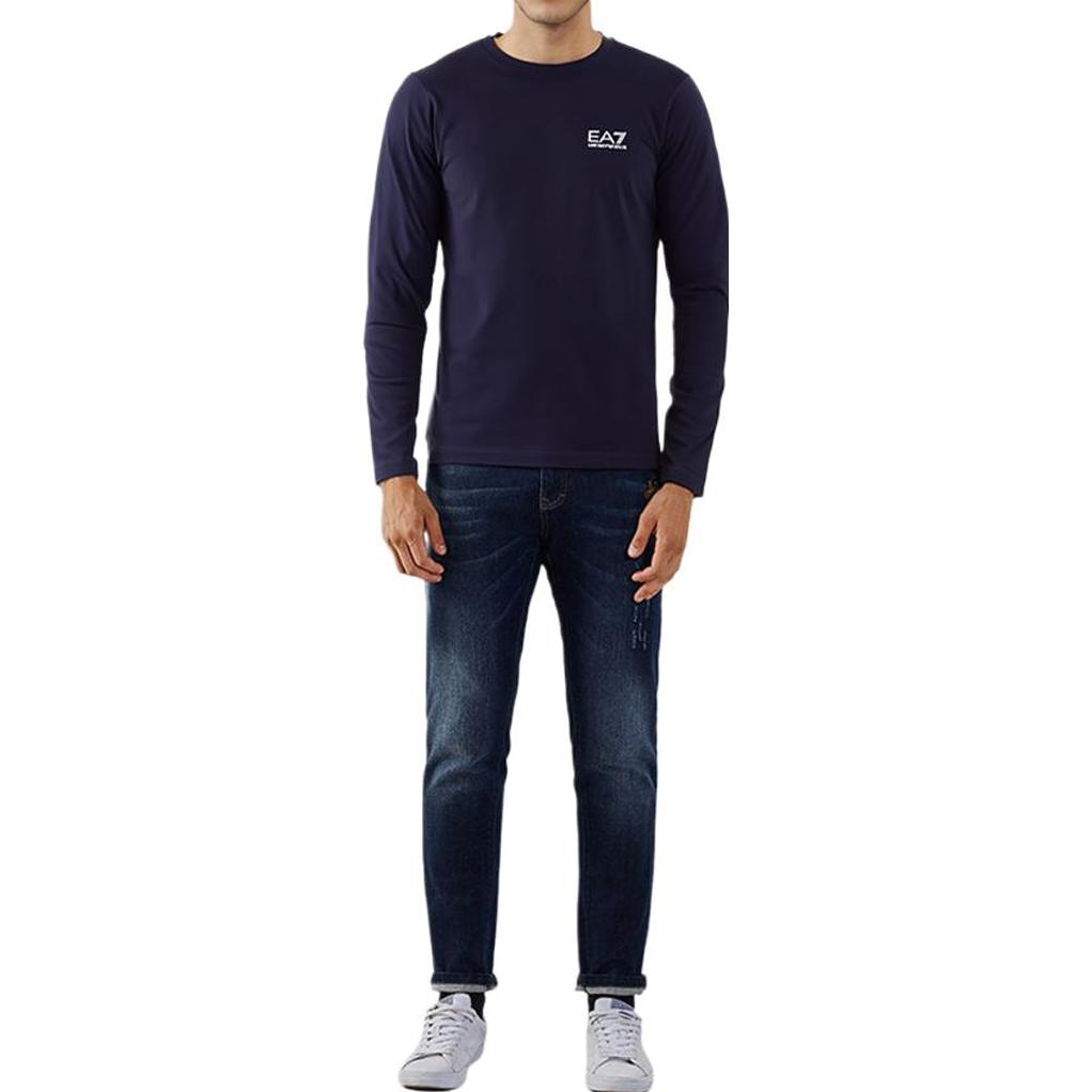 Emporio Armani Мужская футболка EA7 однотонная с круглым вырезом и длинным рукавом Синий 8NPT55PJM5Z1578