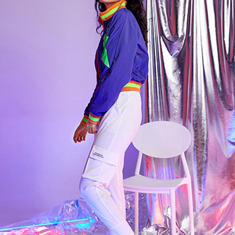 Li Ning Куртка женская свободного кроя с воротником-стойкой, повседневная, фиолетовая, AJDP028-3