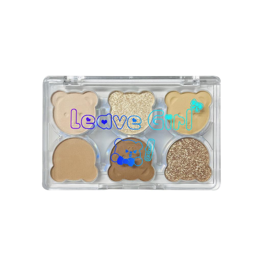 Палитра теней для век Bear Six Color Matte Pearlescent Fine Shine Brightening Earth Color Highlight Contouring All-in-one Palette