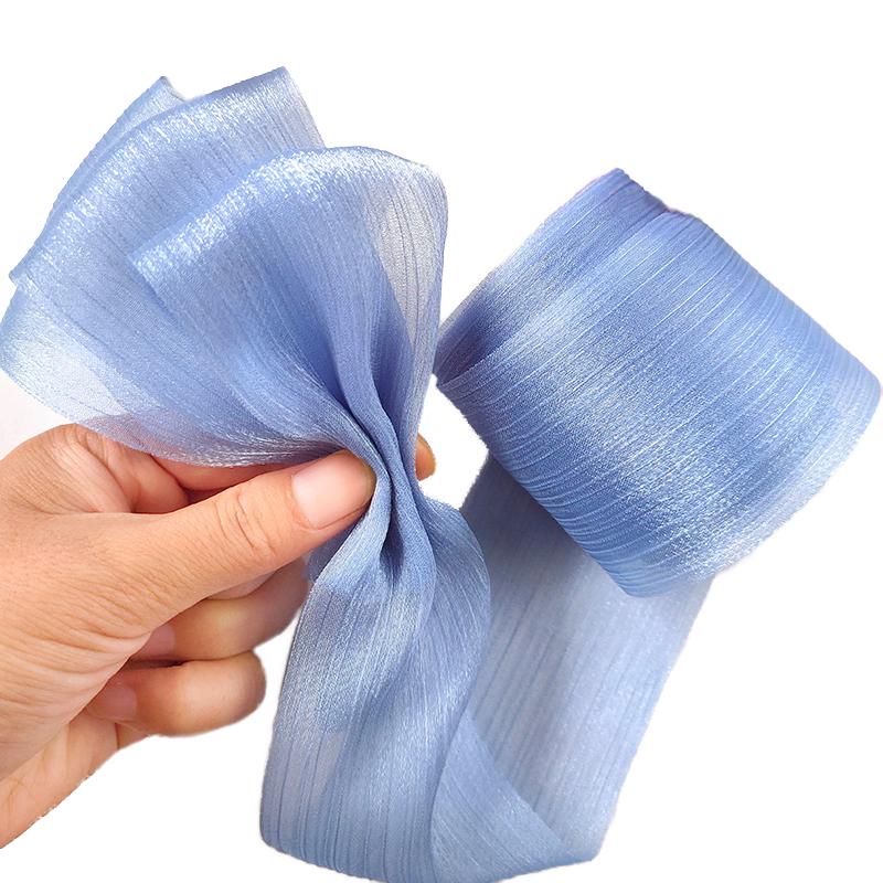 5 м/рулон 6 см в ширину DIY ремесла блестящая пряжа аксессуары для одежды шифоновая лента рулон элегантные плиссированные подарки упаковочные материалы