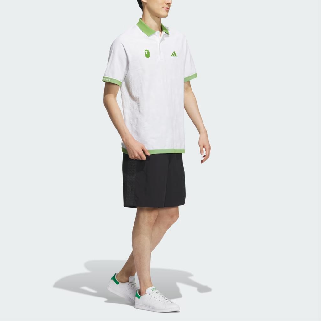 Белая мужская рубашка-поло свободного покроя BAPE x adidas Golf IQ3680