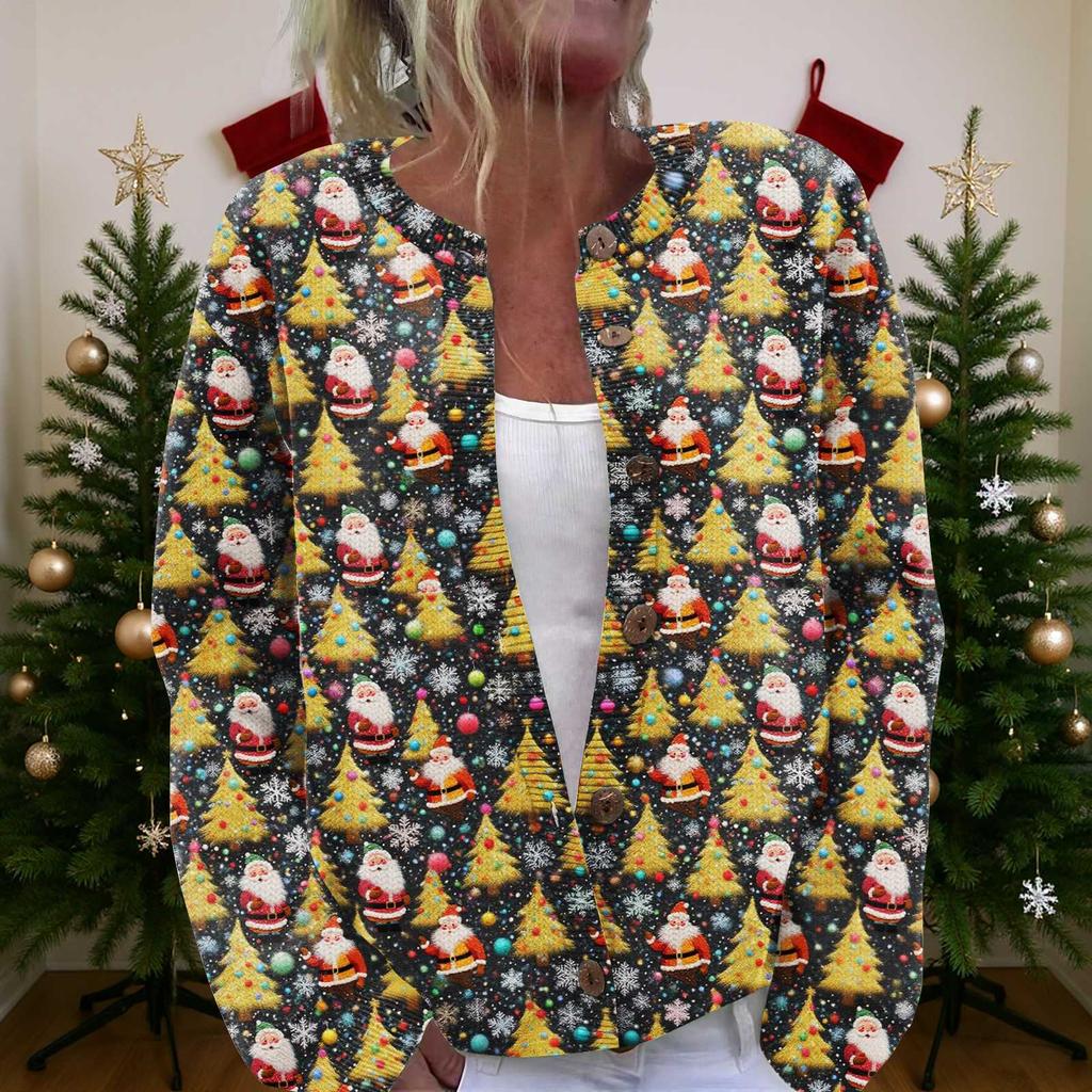 Женский рождественский свитер Милый забавный рождественский свитер Осень и зима Свитер с длинным рукавом вязаный