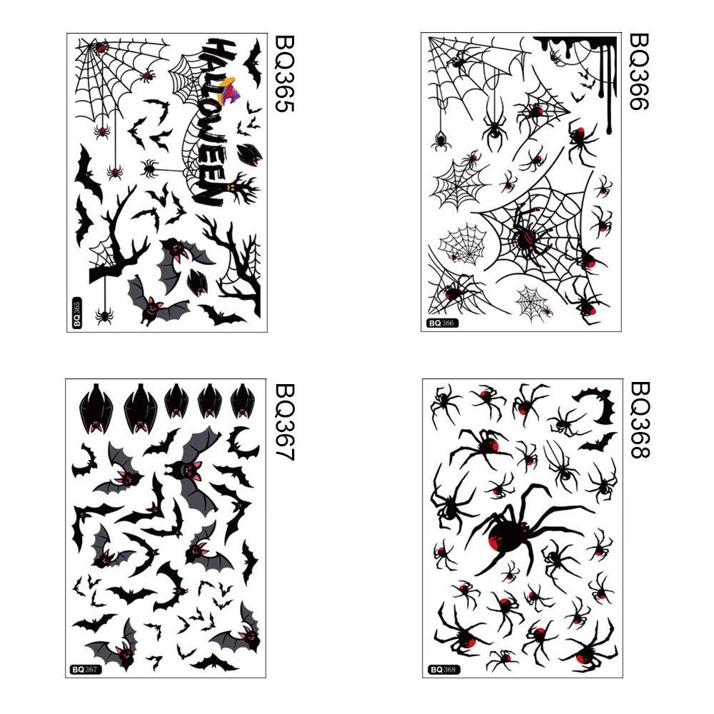 Черные Хэллоуин Наклейки Статические Мультяшные Паук Летучая Мышь Наклейки Витрина Дверь Окно Украшение Дома Страшная Наклейка Гладкая Поверхность