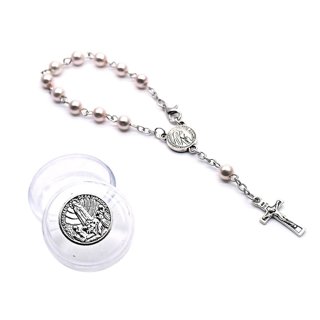 Католический крест браслет-розарий религиозная цепочка на палец крещение розарии жемчужные браслеты для крещения сувенир крестины