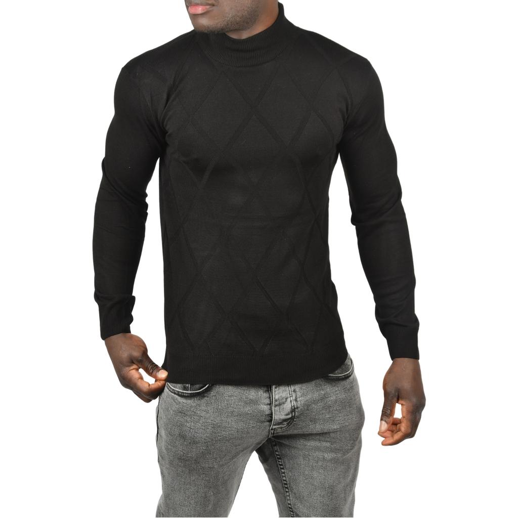 DeepSEA Baklava Desenli Yarım Balıkçı Yaka Boğazlı Triko Kazak 2505508