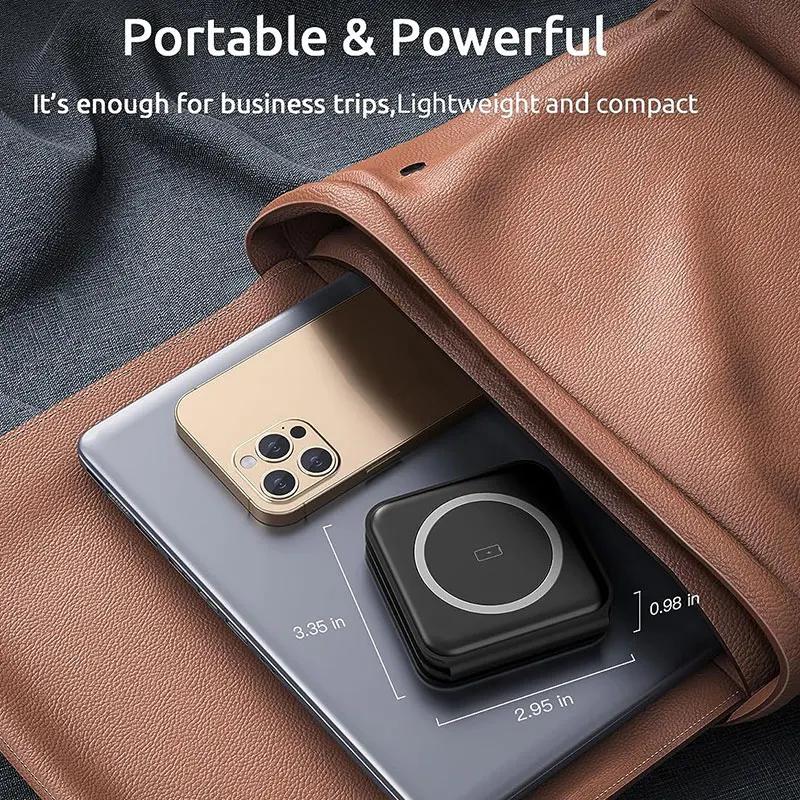 3 In 1 Wireless Charging Station for Apple MagSafe Charger, Foldable Magnetic Travel Charger for iPhone Apple Watch AirPods Pro