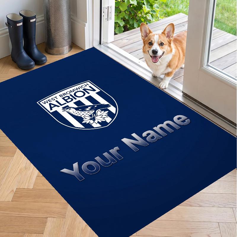 Custom Name West Bromwich Albion Crystal Velvet Floor Rug Personalized Text Soft Carpet Home Decor
