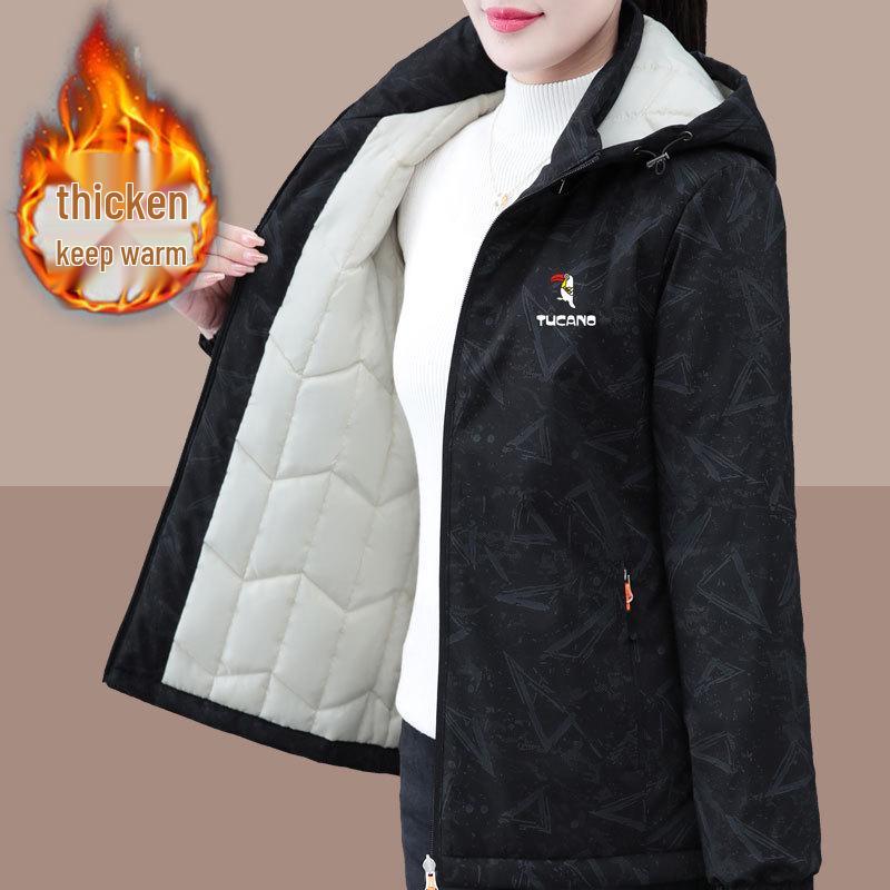 2024 Женская зимняя теплая хлопковая куртка с капюшоном для женщин среднего и пожилого возраста