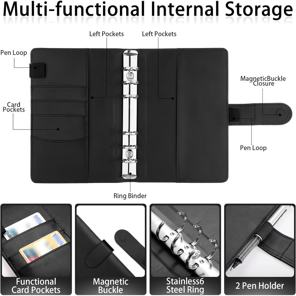 Папка А6, блокнот для записей от руки, блокнот с узором, блокнот на разъемных листах из ПУ кожи, карман на разъемных листах для наличных, блокнот для бюджетных записей