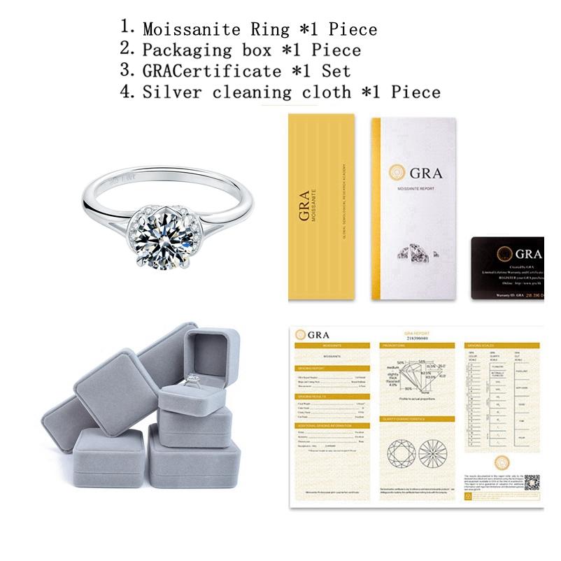 Настоящее кольцо с муассанитом, 1 карат, цвет D, круглый бриллиант бриллиантовой огранки, тест пройден, кольца-пасьянсы с муассанитом и бриллиантом для женщин, ювелирные изделия