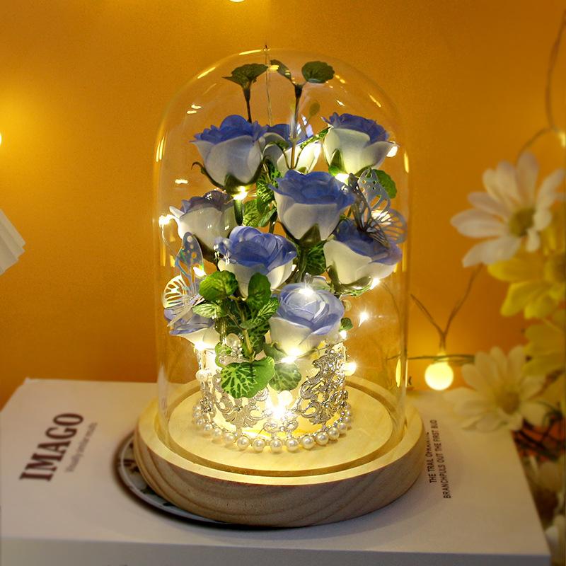 110 Valentine's Day creative gift for girl wife rose glass cover ornament for girl birthday eternal flower