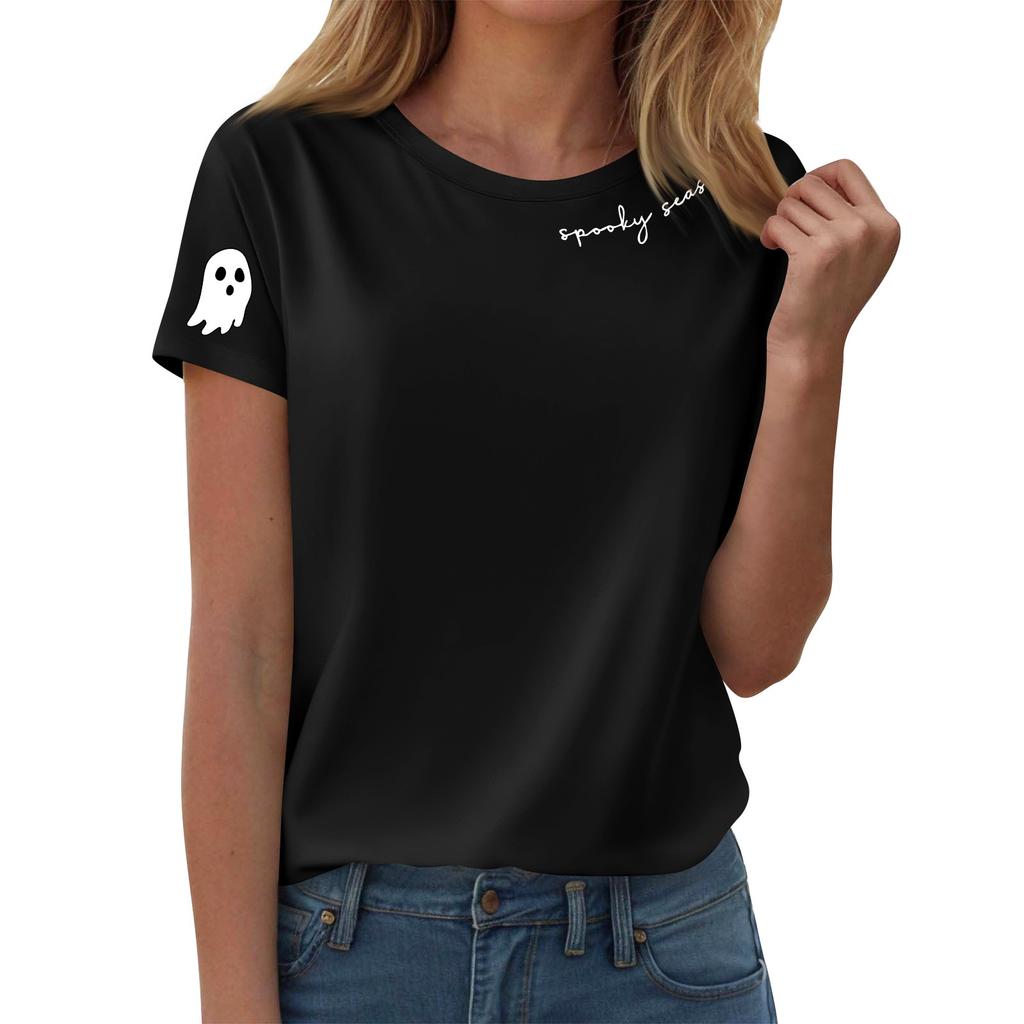 Женские футболки, Женские топы с коротким рукавом, Летняя мода, Повседневные стильные футболки с круглым вырезом, Туники