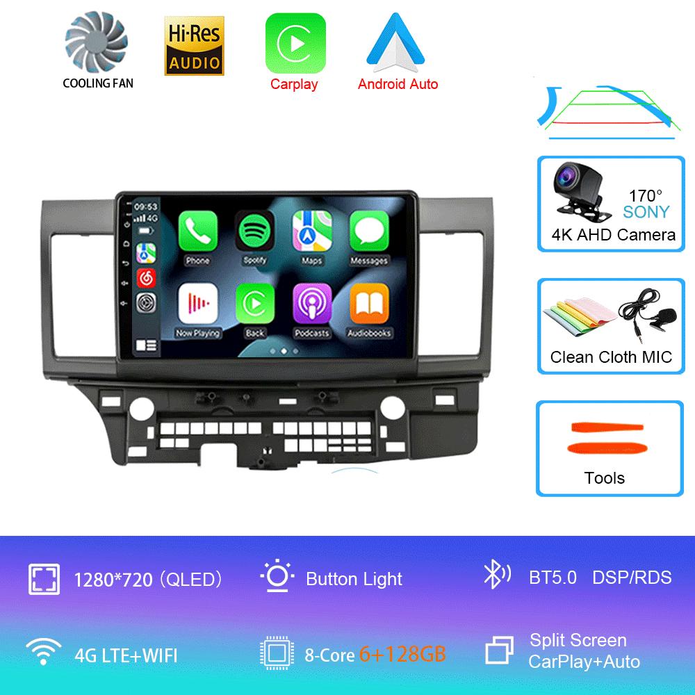 Для Mitsubishi Lancer 2007-2012 Android 14 4G Автомагнитола Автомагнитола Мультимедиа Видеоплеер Навигация GPS 2din 2 Din Carplay
